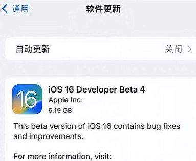 麻洋镇苹果手机维修分享iOS16 Beta4 更新内容及升级建议 