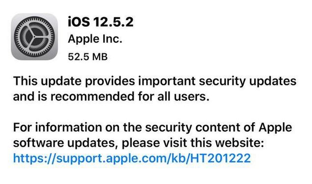 麻洋镇苹果手机维修分享iOS12.5.2发布，建议所有老苹果用户安装 